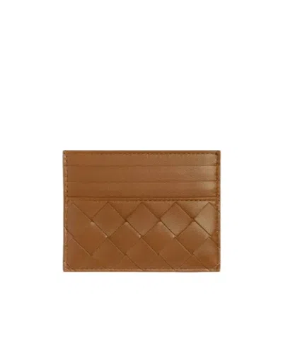 Bottega Veneta Intrecciato Leather Card Holder In Brown