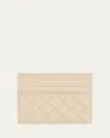 Bottega Veneta Intrecciato Leather Card Holder In Ecru Glacier