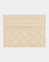 Bottega Veneta Intrecciato Leather Card Holder In Ecru Glacier