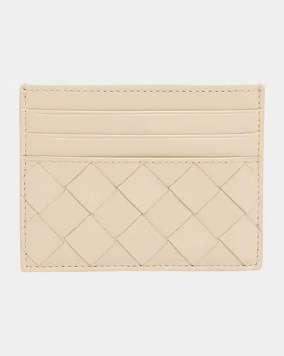 Bottega Veneta Intrecciato Leather Card Holder In Yellow