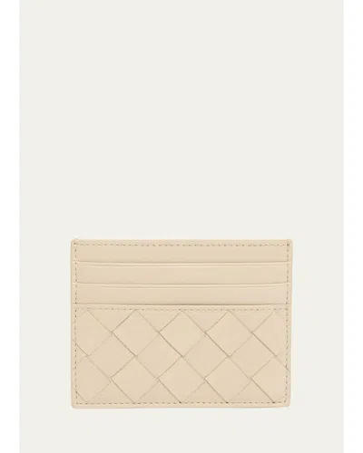 Bottega Veneta Intrecciato Leather Card Holder In Neutral