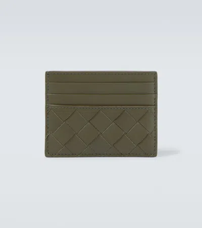 Bottega Veneta Intrecciato Leather Card Holder In Green