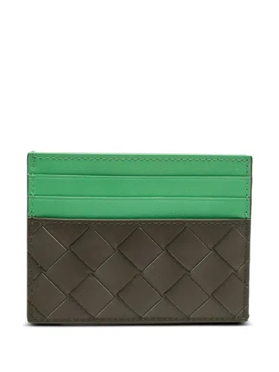Pre-owned Bottega Veneta Intrecciato Leather Card Holder In Green