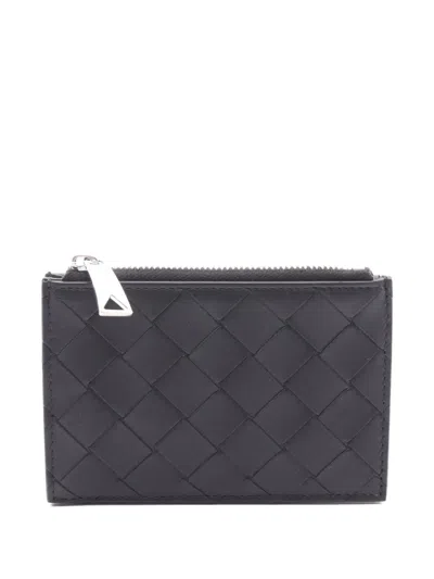 Pre-owned Bottega Veneta Intrecciato Leather Cardholder In Black