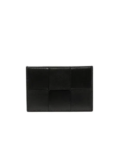 Bottega Veneta Intrecciato Leather Cardholder In Black