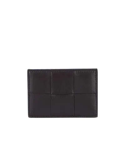 Bottega Veneta Cassette Intrecciato Leather Cardholder In Black