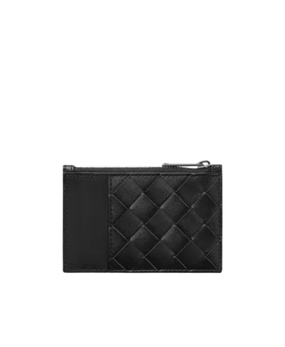 Bottega Veneta Intrecciato Leather Cardholder In Black