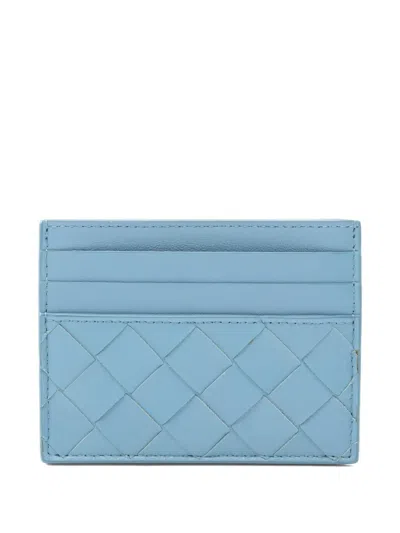 Pre-owned Bottega Veneta Intrecciato Leather Cardholder In Blue
