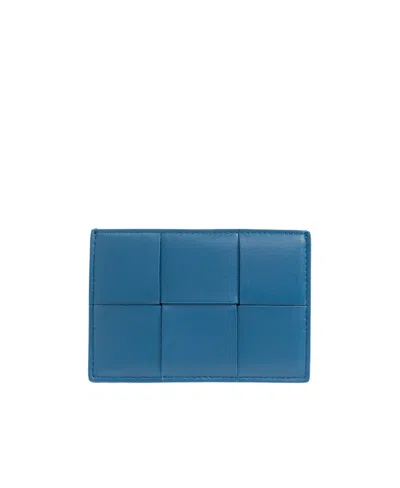Bottega Veneta Intrecciato Leather Cardholder In Blue