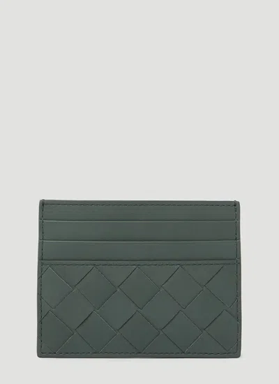Bottega Veneta Intrecciato Leather Cardholder In Gray