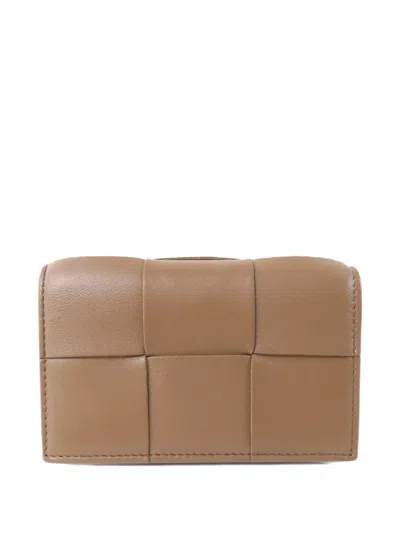 Pre-owned Bottega Veneta Intrecciato Leather Cardholder In Neutral