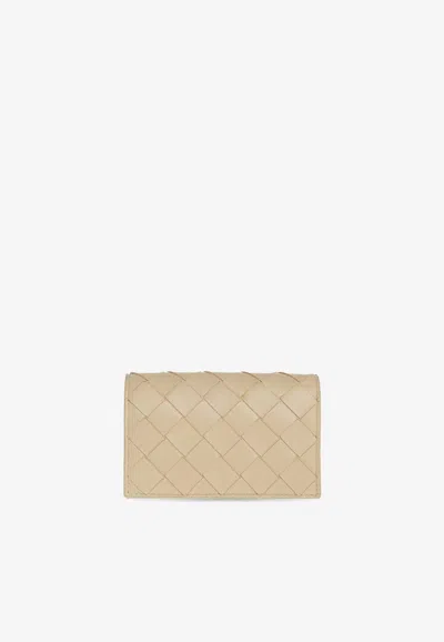 Bottega Veneta Intrecciato Leather Cardholder With Coin Purse In Neutral