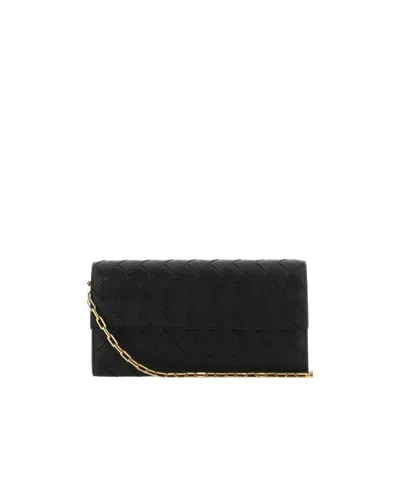 Bottega Veneta Intrecciato Leather Clutch Bag In Black