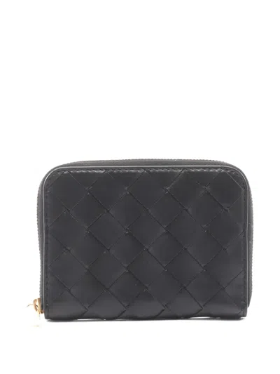Pre-owned Bottega Veneta Intrecciato Leather Coin Purse In Black