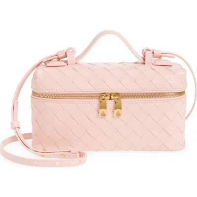 Bottega Veneta Intrecciato Leather Convertible Vanity Case In Pink