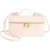 Bottega Veneta Intrecciato Leather Convertible Vanity Case In 6805 Cameo-gold