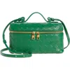 Bottega Veneta Intrecciato Leather Convertible Vanity Case In Green