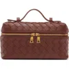 Bottega Veneta Intrecciato Leather Convertible Vanity Case In Sapele-gold