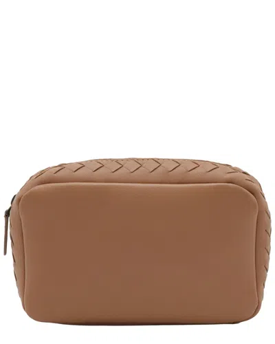 Bottega Veneta Intrecciato Leather Cosmetic Pouch (authentic Pre-loved) In Brown