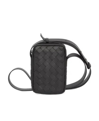 Bottega Veneta Intrecciato Leather Crossbody Bag In Black