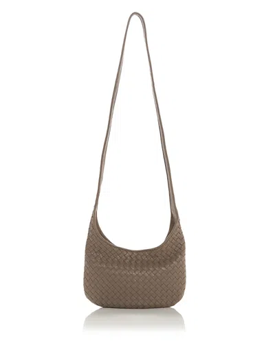 Bottega Veneta Intrecciato Leather Crossbody Bag In Gray
