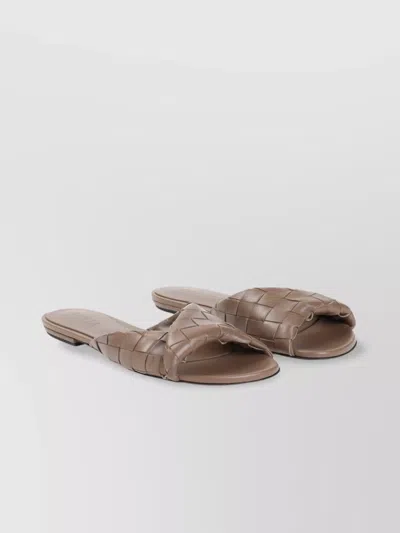 Bottega Veneta Intrecciato Leather Crossed Strap Sandals In Metallic