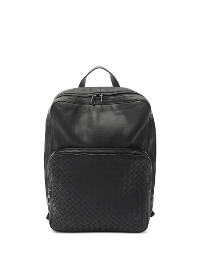 Pre-owned Bottega Veneta Intrecciato-leather-detail Backpack In Black