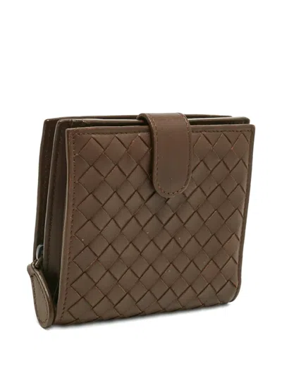 Pre-owned Bottega Veneta Intrecciato Leather French Wallet In Brown