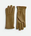 Bottega Veneta Tan Intrecciato Leather Gloves In Acorn