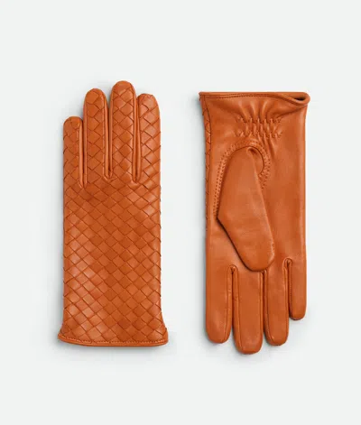 Bottega Veneta Intrecciato Leather Gloves In Brick