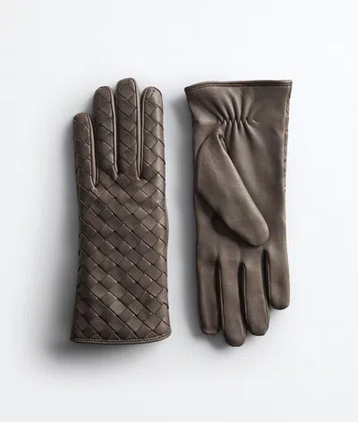 Bottega Veneta Intrecciato Leather Gloves In Red