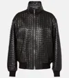 Bottega Veneta Brown Jacket With High Neck And All-over Intrecciato Motif In Leather Woman In Brown