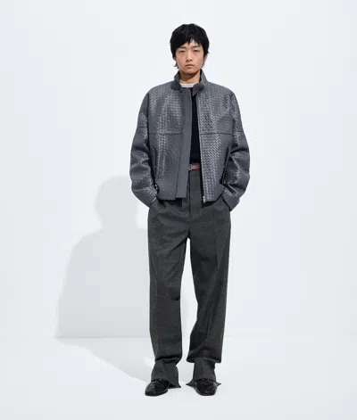 Bottega Veneta Bottega  Veneta Intrecciato Leather Jacket In Harbor Gray