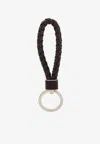 Bottega Veneta Intrecciato Leather Key-ring In Fondant