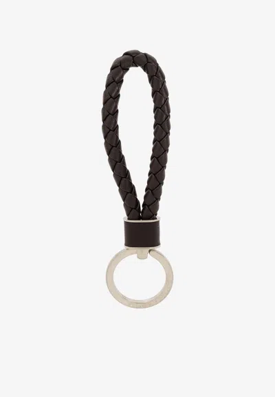 Bottega Veneta Intrecciato Leather Key-ring In Fondant