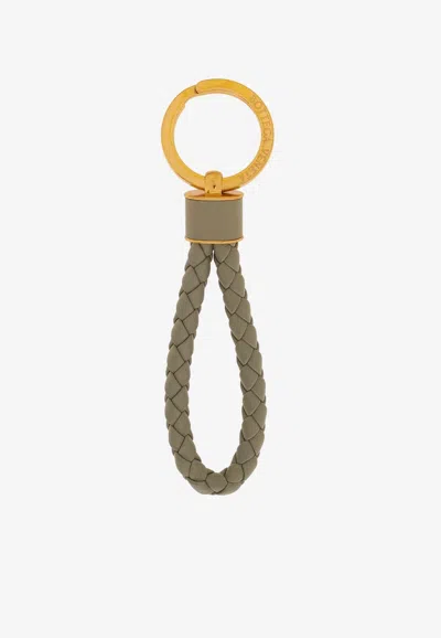 Bottega Veneta Intrecciato Leather Key-ring In Brown