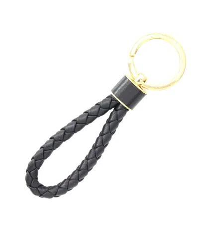 Bottega Veneta Intrecciato Leather Keychain (authentic Pre-loved) In Black