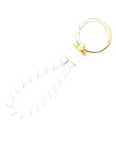 Bottega Veneta Intrecciato Leather Keychain (authentic Pre-loved) In White