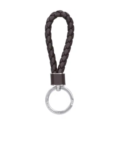 Bottega Veneta Intrecciato Leather Keyring In Black