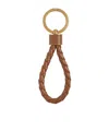 Bottega Veneta Women Intreccio Leather Key Ring In Brown