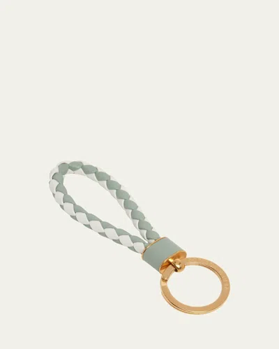 Bottega Veneta Intrecciato Leather Keyring In New Sauge-whitens