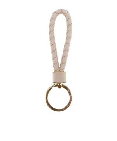 Bottega Veneta Intrecciato Leather Keyring In Nude