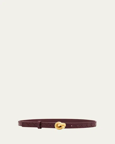 Bottega Veneta Intrecciato Leather Knot Belt In Barolo