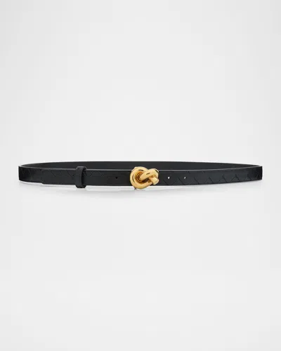 Bottega Veneta Intrecciato Leather Knot Belt In Black