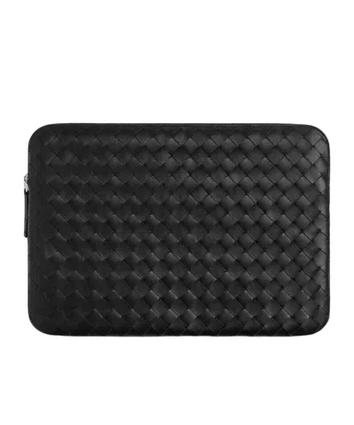 Bottega Veneta Intrecciato Leather Laptop Bag In Black