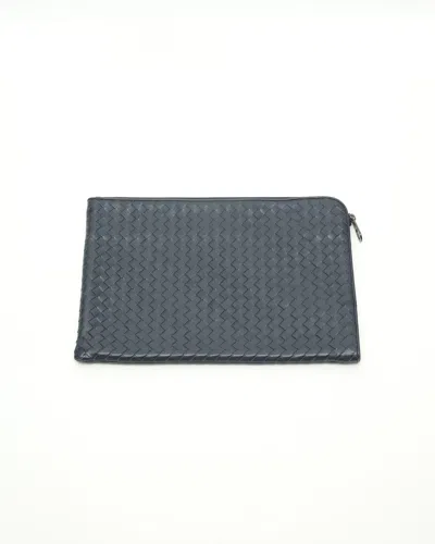 Bottega Veneta Intrecciato Leather Laptop Case, Size 15-inch In Blue