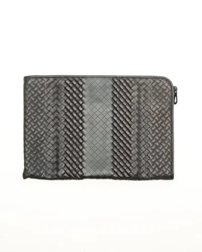 Bottega Veneta Intrecciato Leather Laptop Case, Size 16-inch In Gray