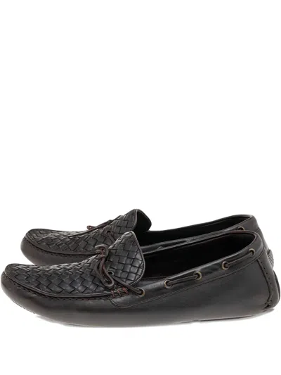 Pre-owned Bottega Veneta Intrecciato Leather Loafers In Brown