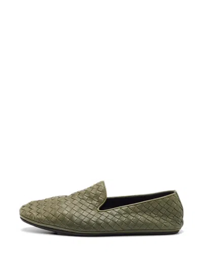 Pre-owned Bottega Veneta Intrecciato Leather Loafers In Green