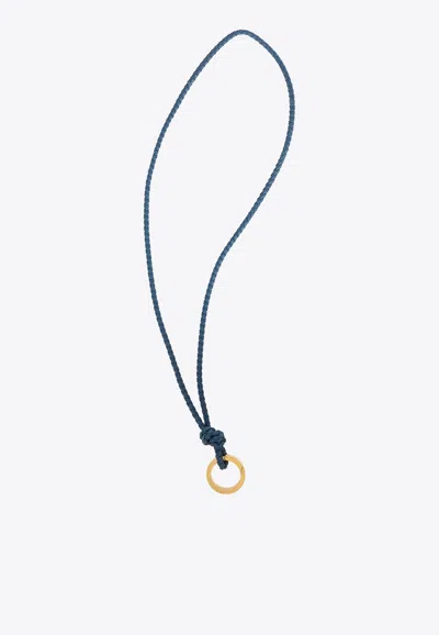 Bottega Veneta Intrecciato Leather Long Key-ring In Deep Pacific